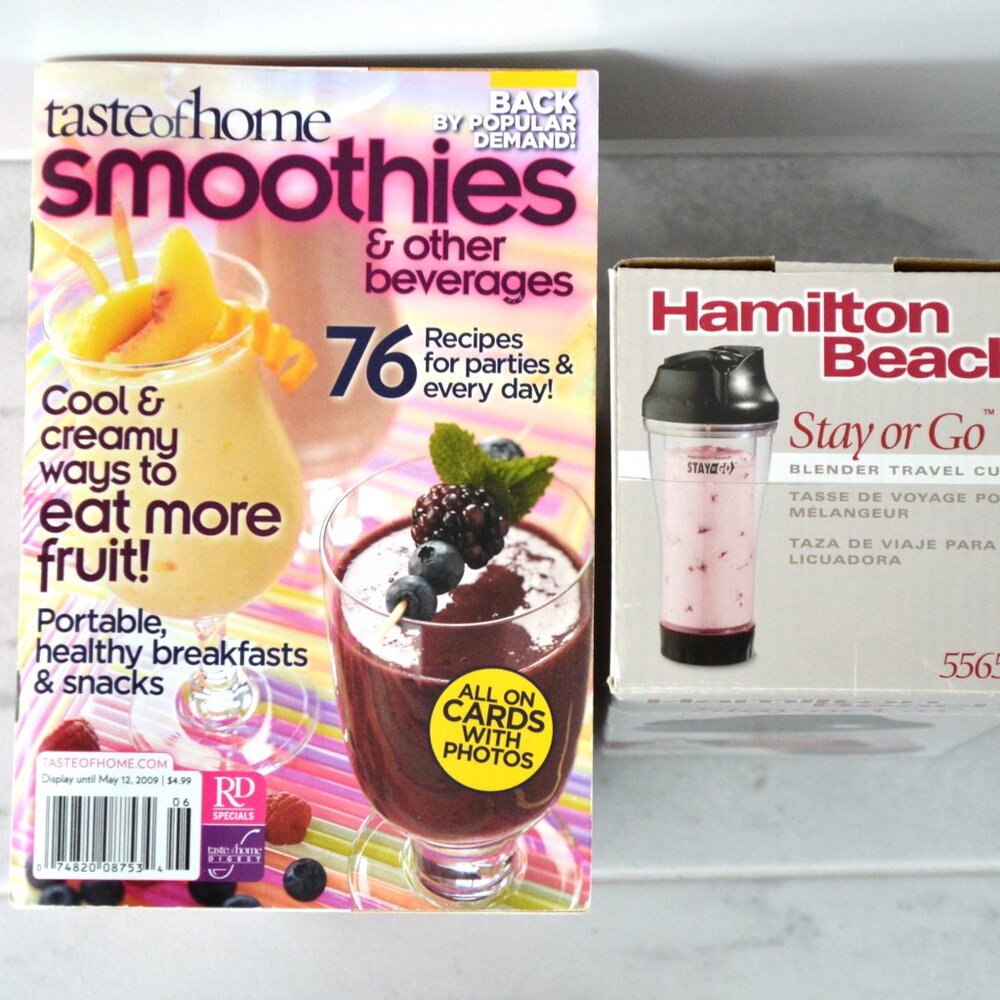 Blender Travel Cup, Hamilton Beach, Stay or Go, plus Smoothies Recipe Book